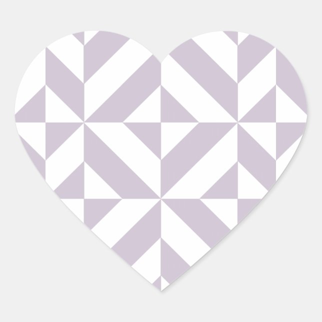Pale Cool Grape Geometric Deco Cube Pattern Heart Sticker (Front)