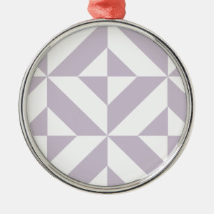 Pale Cool Grape Geometric Deco Cube Pattern Metal Ornament