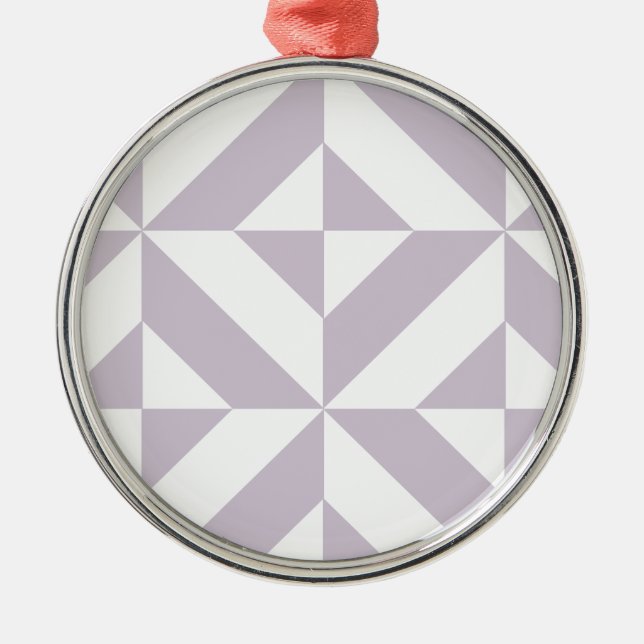 Pale Cool Grape Geometric Deco Cube Pattern Metal Ornament (Front)