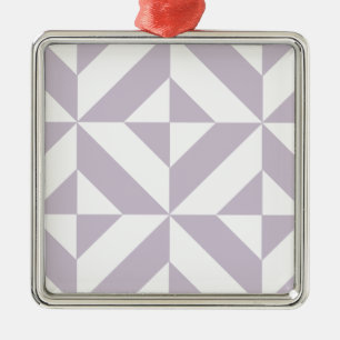 Pale Cool Grape Geometric Deco Cube Pattern Metal Ornament
