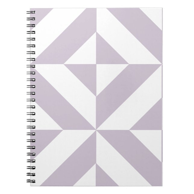 Pale Cool Grape Geometric Deco Cube Pattern Notebook (Front)