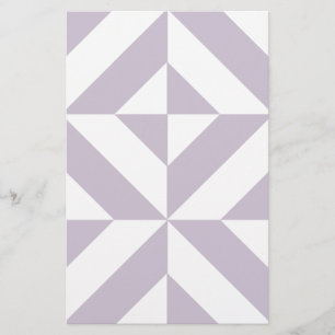 Pale Cool Grape Geometric Deco Cube Pattern Stationery