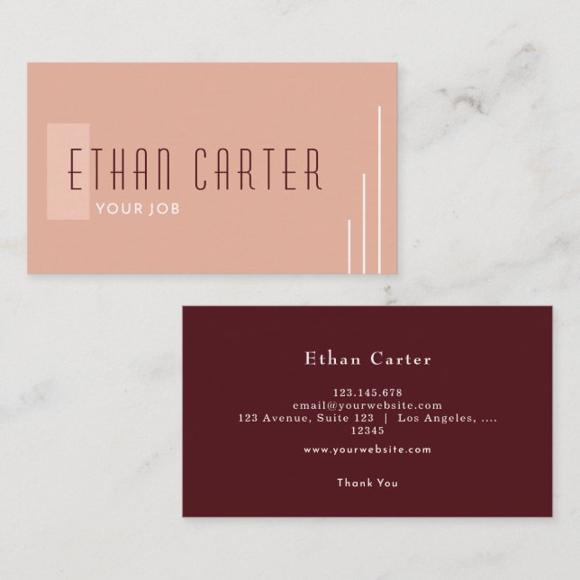 Pale Coral | Elegant Professional Monogram Business Card (Front/Back)