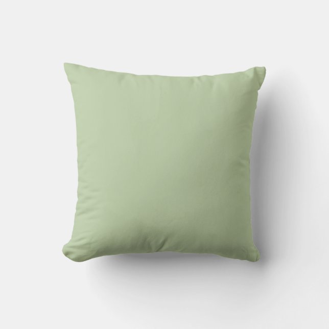Pale Country Green Solid Colour Throw Pillow (Front)