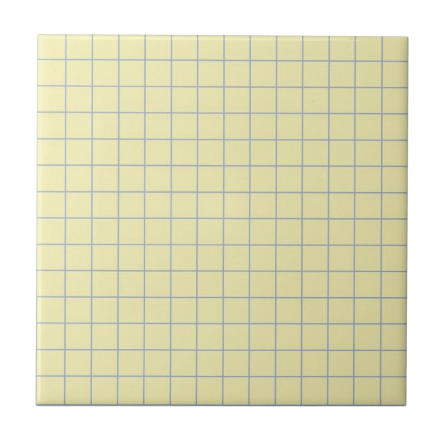 Pale Cream & Purple Chequered Retro Minimalist Ceramic Tile (Front)