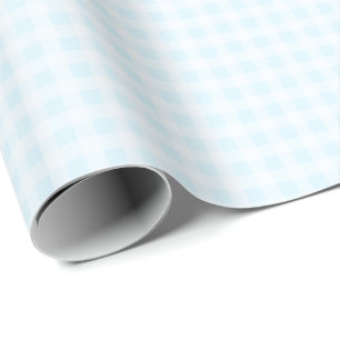 Pale Cyan Blue Gingham Wrapping Paper