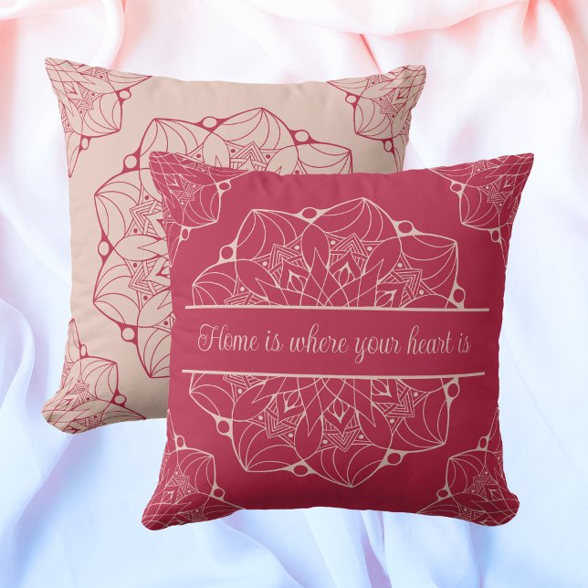 Pale Dogwood & Viva Magenta Mandala Personalised Cushion (Creator Uploaded)