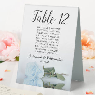 Pale Dusty Blue Rose Wedding Number Seating Chart