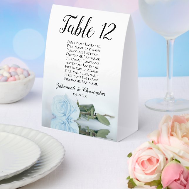 Pale Dusty Blue Rose Wedding Number Seating Chart (Insitu(Wedding))