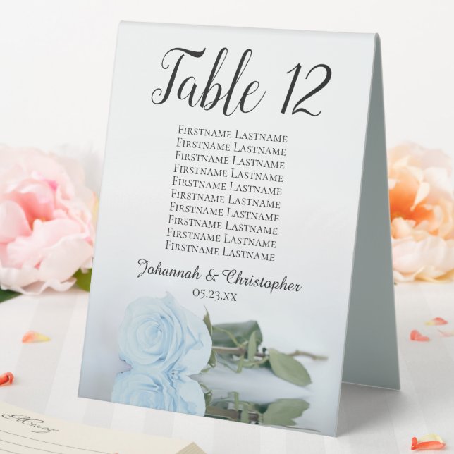 Pale Dusty Blue Rose Wedding Number Seating Chart (In SItu (Wedding))