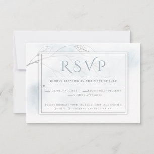 Pale Dusty Blue Watercolor Wash Grey Willow RSVP Card
