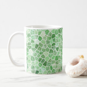 Pale Emerald and Pistachio Cobbled Patchwork Coffee Mug