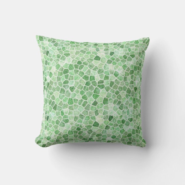 Pale Emerald and Pistachio Cobbled Patchwork Cushion (Front)