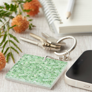 Pale Emerald and Pistachio Cobbled Patchwork Key Ring