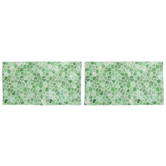 Pale Emerald and Pistachio Cobbled Patchwork Pillowcase (Front-Set)