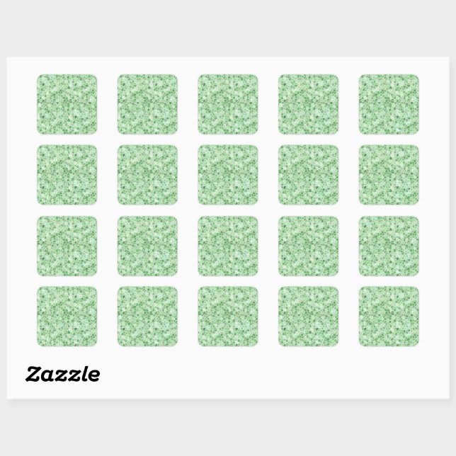 Pale Emerald and Pistachio Cobbled Patchwork Square Sticker (Sheet)