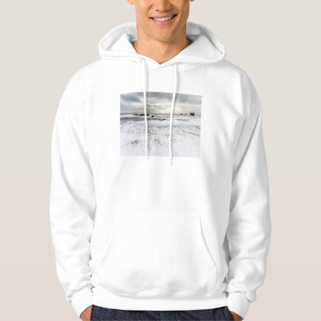 Pale foamy ocean seascape, Iceland Hoodie (Front)