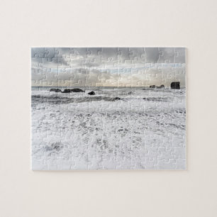 Pale foamy ocean seascape, Iceland Jigsaw Puzzle