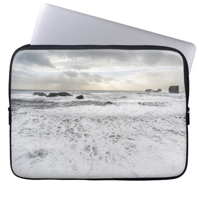 Pale foamy ocean seascape, Iceland Laptop Sleeve (Front)