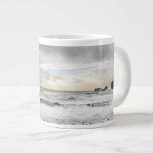 Pale foamy ocean seascape, Iceland Large Coffee Mug