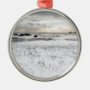 Pale foamy ocean seascape, Iceland Metal Ornament