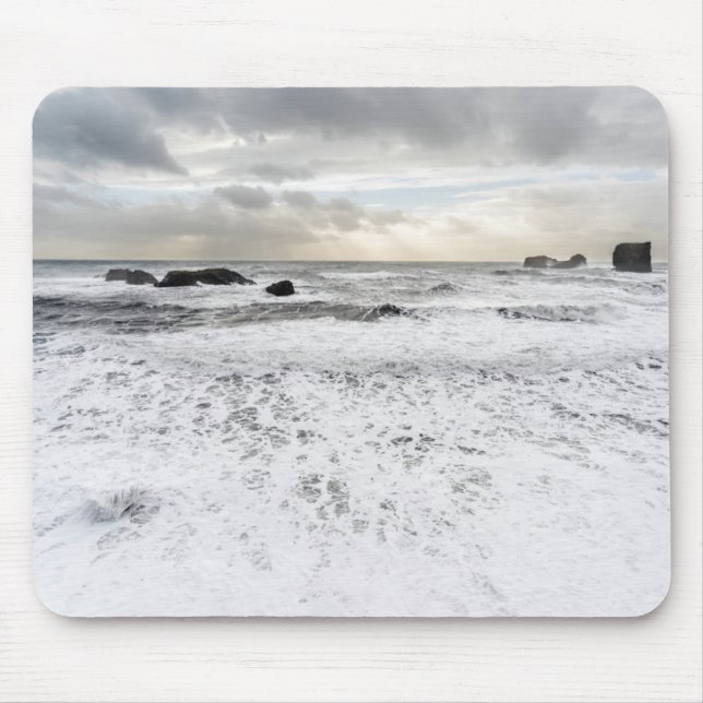 Pale foamy ocean seascape, Iceland Mouse Pad (Front)