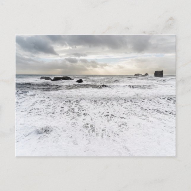 Pale foamy ocean seascape, Iceland Postcard (Front)