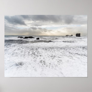Pale foamy ocean seascape, Iceland Poster