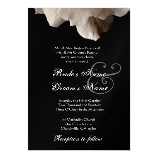 PALE GOLD and Black Rose Wedding Invitation