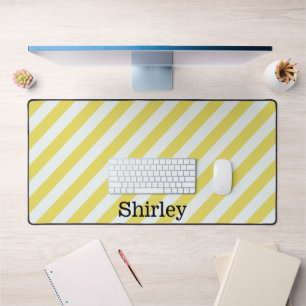 Pale Gold and White Stripes by Shirley Taylor Desk Mat
