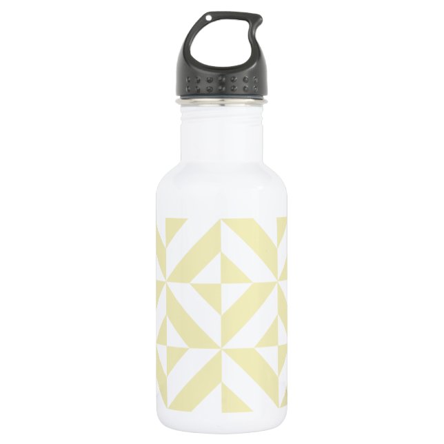 Pale Gold Geometric Deco Cube Pattern 532 Ml Water Bottle (Front)