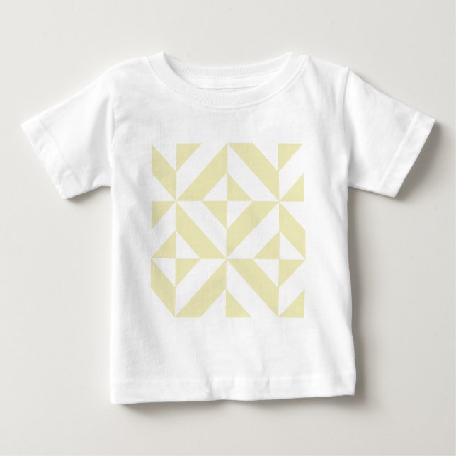 Pale Gold Geometric Deco Cube Pattern Baby T-Shirt (Front)