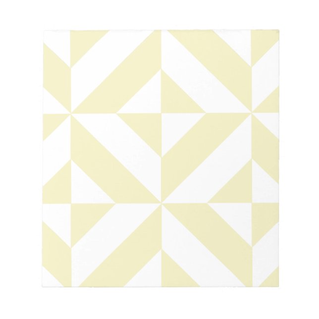 Pale Gold Geometric Deco Cube Pattern Notepad (Front)