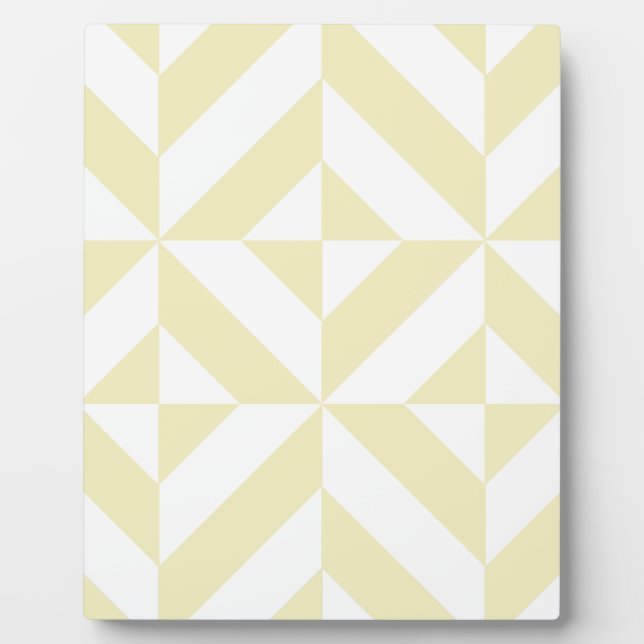 Pale Gold Geometric Deco Cube Pattern Plaque (Front)