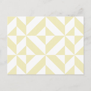 Pale Gold Geometric Deco Cube Pattern Postcard