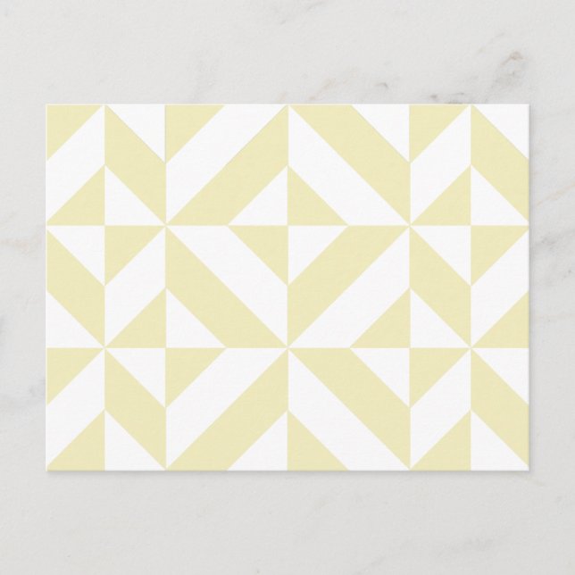 Pale Gold Geometric Deco Cube Pattern Postcard (Front)