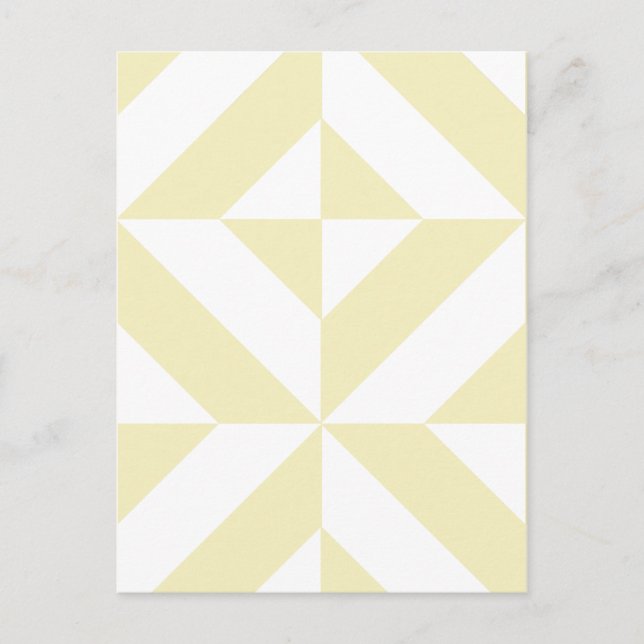 Pale Gold Geometric Deco Cube Pattern Postcard (Front)