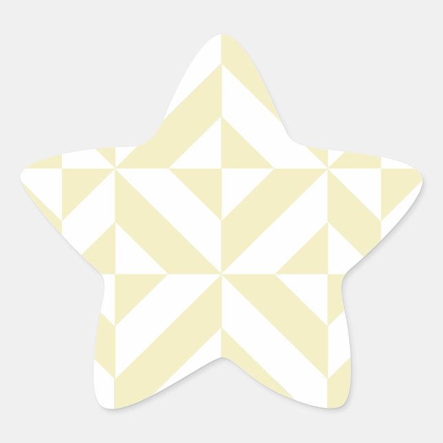 Pale Gold Geometric Deco Cube Pattern Star Sticker (Front)