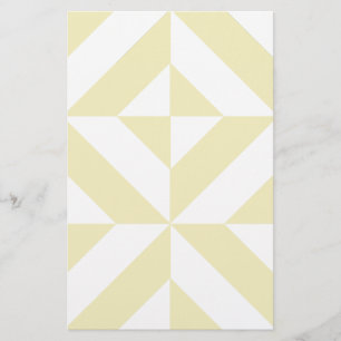 Pale Gold Geometric Deco Cube Pattern Stationery