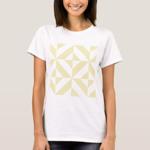 Pale Gold Geometric Deco Cube Pattern T-Shirt