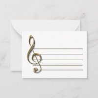 Pale Gold Treble Clef Blank Notecard