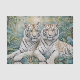 Pale Golden Tigers in a Blue Green Jungle Tissue Paper