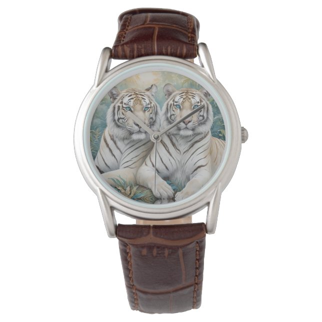 Pale Golden Tigers in a Blue Green Jungle Watch (Front)