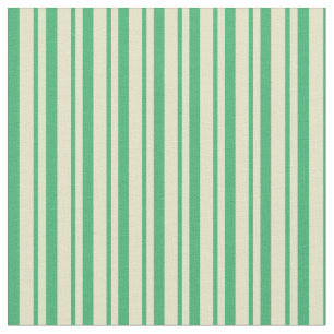 Pale Goldenrod and Sea Green Pattern of Stripes Fabric