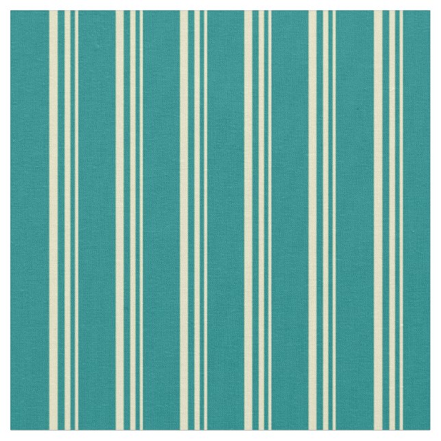 Pale Goldenrod and Teal Coloured Pattern Fabric (Close Up)