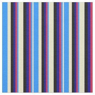 Pale Goldenrod, Blue, Crimson, Dark Blue & Black Fabric