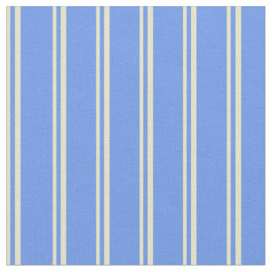 Pale Goldenrod & Cornflower Blue Coloured Stripes Fabric