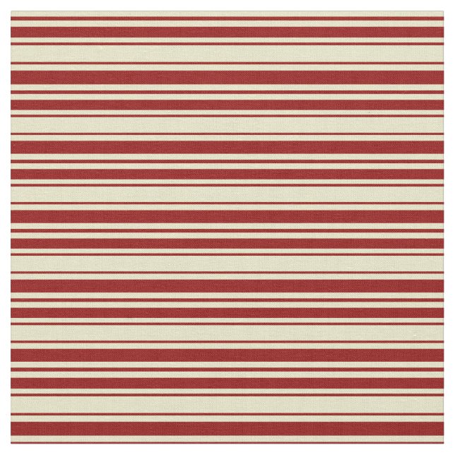 Pale Goldenrod & Dark Red Coloured Lines Fabric (Close Up)