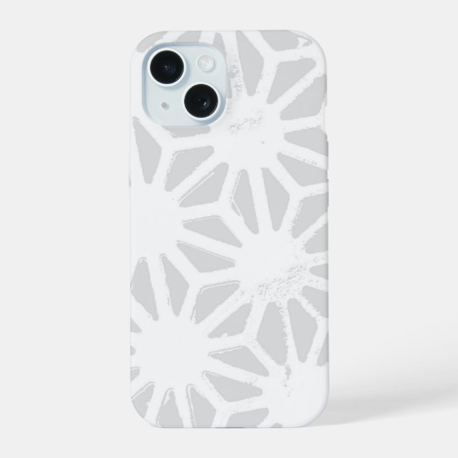 Pale gray geometric pattern iPhone 15 case (Back)