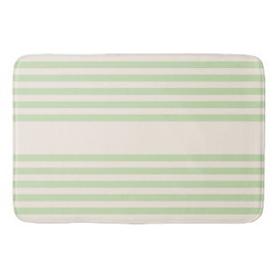 Pale green and beige five stripes pattern bath mat
